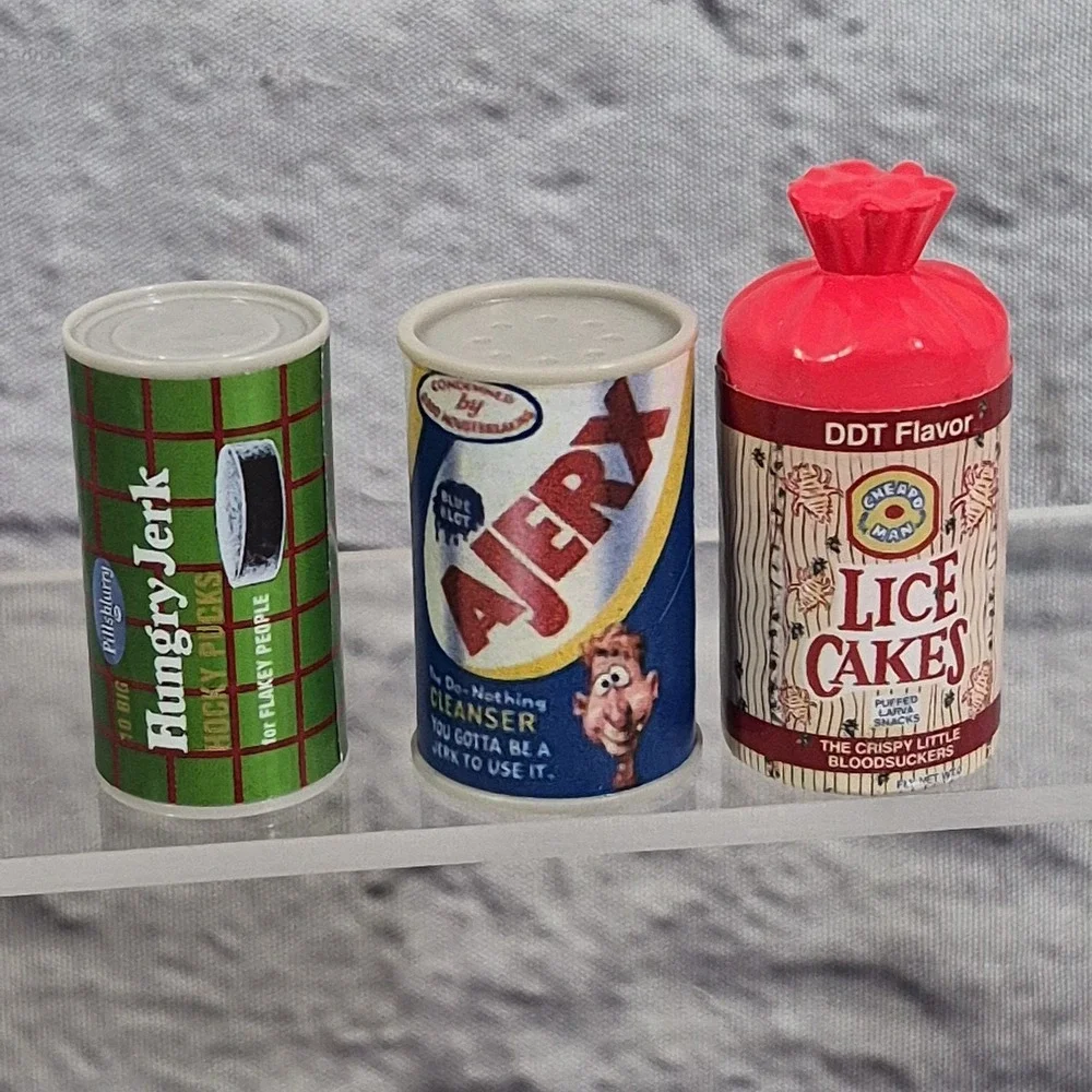 TOPPS Wacky Packages 3D minis Hungry Jerk Lice Cakes Dead Bull Spittles Lot 13